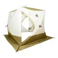 Палатка КУБ 2 Premium Long (трехслойная), оливковый-белый, Следопыт