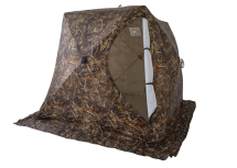 Палатка зимняя КУБ 3 камуфляж (трехслойная) с выводом под трубу