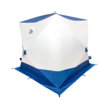 Палатка КУБ 4, 2,15x2,15 м, трехслойная, бело-синяя, Следопыт