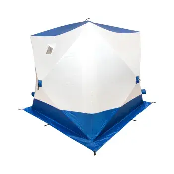 Палатка КУБ 4, 2,15x2,15 м, трехслойная, бело-синяя, Следопыт