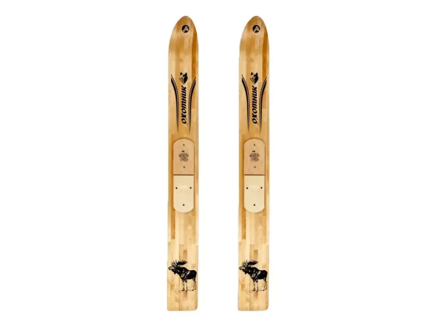 Лыжи ОХОТНИК, дерево, длина 145 см, ширина 150 мм, с накладками