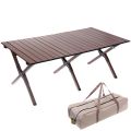 Стол кемпинговый складной, 114*59*43 см, цвет: темное дерево, каркас алюминий