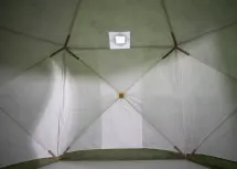 Палатка зимняя ЧУМ 2 (трехслойная, камыш с выводом под трубу и навесом)